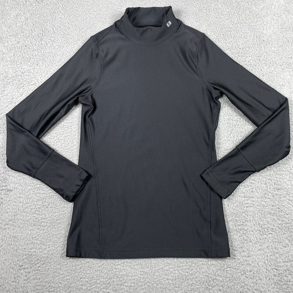 Layer 8 Performance Qwick-Dry Mock Neck Shirt Mens Small Black Long Sleeve Top